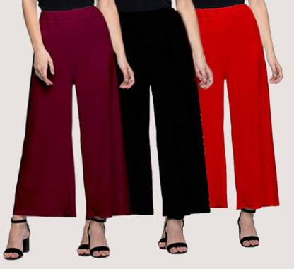 Relaxed Women Red, Black, Maroon Trousers
