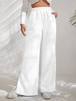 Rajovati Loose Fit Women White Trousers