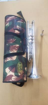 new jaibharat musicals trumpet bb nd(nadirali) model silver with army bag Bb Trumpet