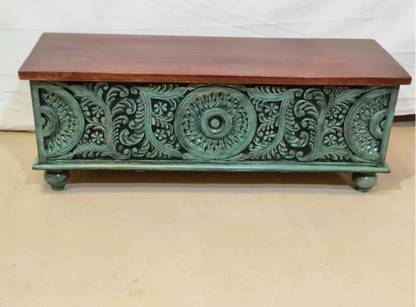 ManashviArt Solid wooden Carving storage trunk Solid Wood Trunk