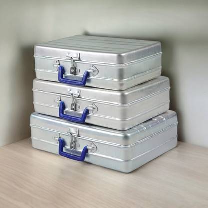 JOWEL Aluminium School Bag Set: 12"-13"-14" Metal Trunk