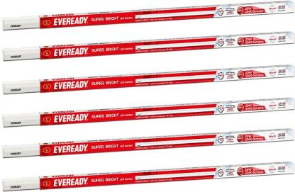EVEREADY Ultra Slim 20W 4ft Batten | Highly Efficient |Surge Protection | 2 Year Warranty Straight Linear LED Tube Light  (White, Pack of 6)