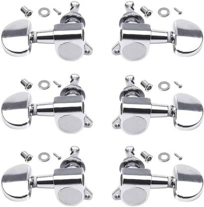 DawnRays Guitar Tuning Pegs Chrome Analog Tuner Guitar Keys 3R+3L For Acoustic Guitar Manual Analog Tuner