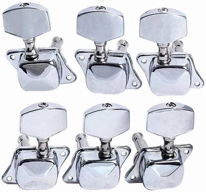 TechBlaze Guitar Semi-closed Tuners 3R3L String Tuning Pegs Keys Machine Heads Set for Epiphone Les Paul Style Electric Guitar or Acoustic Guitar Replacement, Chrome (Pack of 6) Manual Analog Tuner