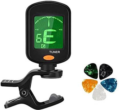 TechBlaze Digital Guitar Tuner with Three Picks, Digital Calibration Tuner with LCD Display for Guitar Easy to Use Highly Accurate Clip-on Electronic Tuner Specialized for Acoustic and Electric Guitar Automatic Digital Tuner