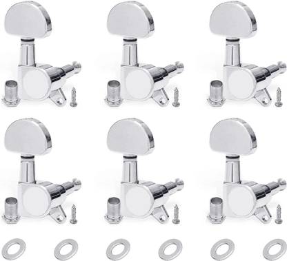 Mocking Bird 6 Pcs (3L+3R) Guitar String Tuning Pegs Silver Key for Acoustic & ElectricGuitar Manual Analog Tuner
