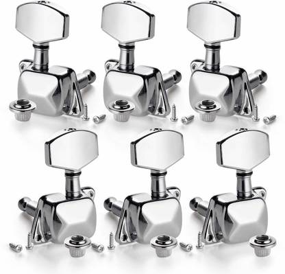 eRise Tuning Peg Silver for Acoustic Guitar Parts Tuners Keys Semi-closed Guitar String Tuning Pegs Tuner Machine Heads Knobs Tuning Keys for Acoustic & Electric Guitar 3R+3L(6 PCS) Manual Digital Tuner