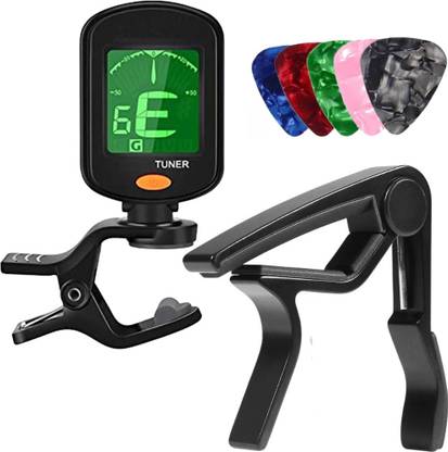 Urban Infotech Guitar Tuner 360 degree Digital Tuner Easy to Use Highly Accurate Clip-on Tuner Best for Acoustic and Electric Guitar Bass Violin Ukulele With Capo & 5 Picks(Design may very) Automatic Digital Tuner