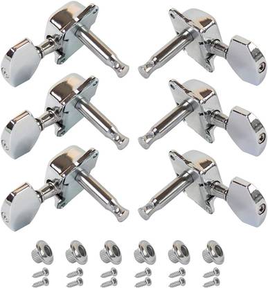 AMG Music 6 Pcs Guitar Tuning Pegs Keys for Acoustic Chrome Guitar Keys 3R+3L Pieces Manual Analog Tuner