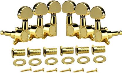 AMG Music Golden Guitar Tuning Keys 3L+3R Guitar Machine Heads Pegs for Acoustic Guitar Manual Analog Tuner