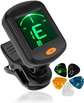 Urban Infotech 360 degree Rotational Electronic Highly Accurate Clip-on Digital Tuner Easy to Use for Acoustic and Electric Guitar Bass Violin Ukulele with 5 Pcs Picks Manual Digital Tuner