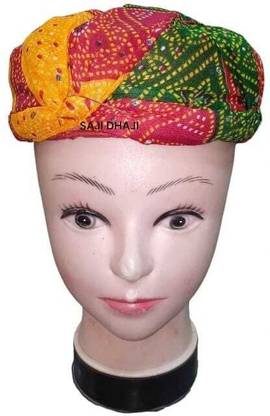 Bani Thani Rajasthani Pagdi- Traditional Turban for Wedding & Events or Festival, Freesize Self Design Rajasthani