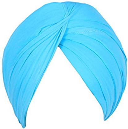 SIKH 6.25 Meters Sky Blue FullVoile Cotton, Self Design Pagri