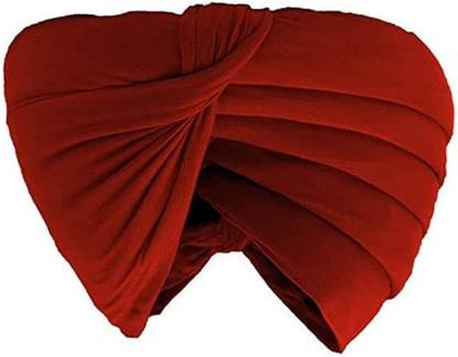 punjabi 6.25 Meters Maroon FullVoile Cotton, Self Design Pagri