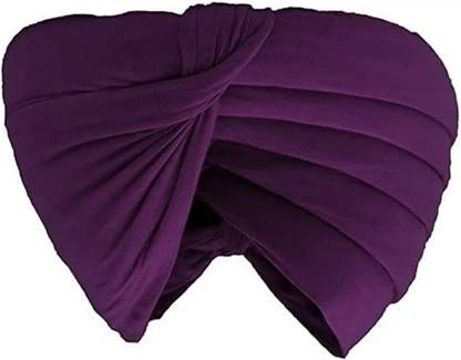punjabi Purple 3.75 Meters (Dastar) FullVoile Cotton Self Design Pagri