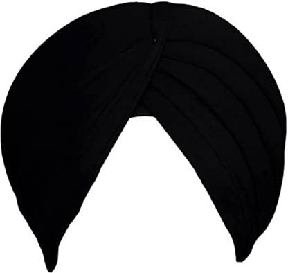 punjabi Black 5.25 Meters UnStitch (Dastar) FullVoile Self Design, Solid Pagri
