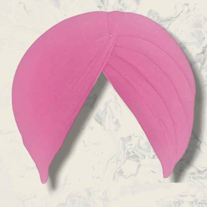 Amritsari Pink 6 Meters Unstitch (Turban) FullVoile Cotton Self Design Solid Pagri