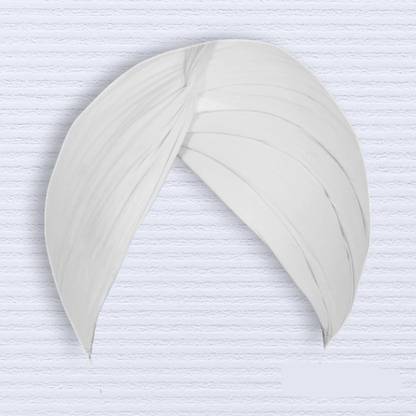Amritsari White 3.75 Meters Unstitch (Turban) FullVoile Cotton Self Design Solid Pagri