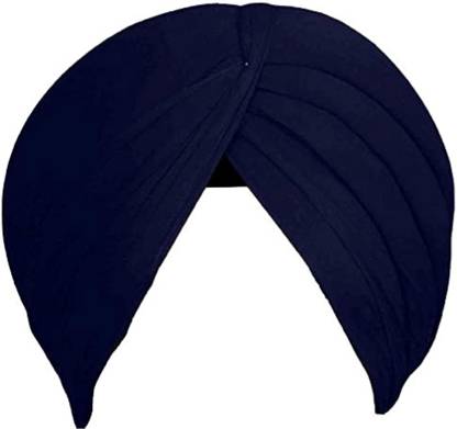 SIKH Navy Blue 5.25 Meters (Dastar) UnStitch FullVoile Self Design, Solid Pagri