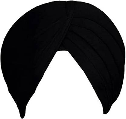 punjabi Black 3.75 Meters (Dastar) FullVoile Cotton Solid Pagri