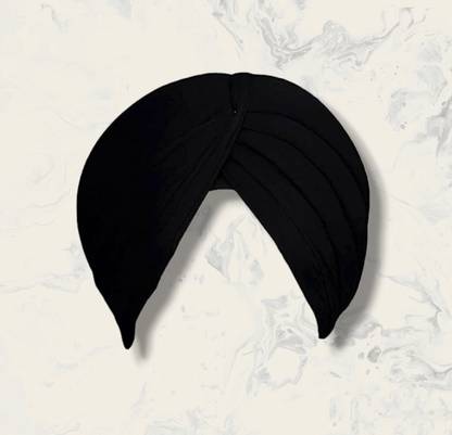 Amritsari Black 3.75 Meters Unstitch (Turban) FullVoile Cotton Self Design Solid Pagri
