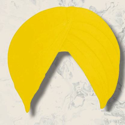 Amritsari Yellow 5 Meters Unstitch (Turban) FullVoile Cotton Self Design Solid Pagri