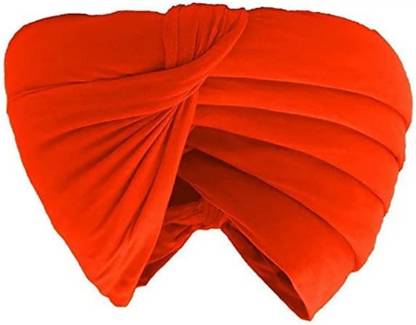 SIKH 6.25 Meters Orange FullVoile Cotton, Self Design Pagri