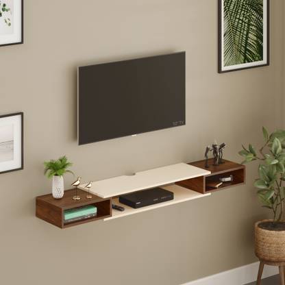 BLUEWUD Toska Large TV Stand with Storage Shelves for Decor Display Upto 50 Inches Engineered Wood TV Entertainment Unit