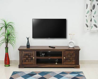 Woodefly Wooden TV Unit for Living Room TV Stand Table - Solid TV Cabinet for Living Room Solid Wood TV Entertainment Unit
