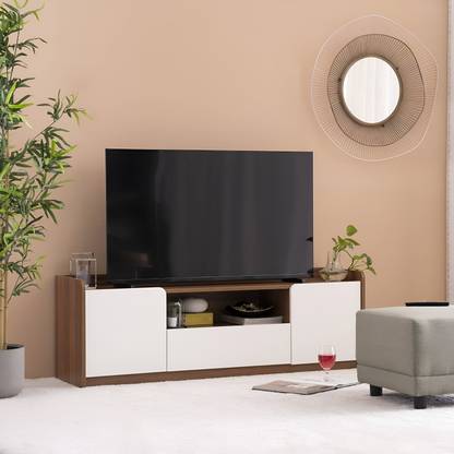 Floresta Wud Modern Engineered Wood TV Entertainment Unit with Drawer & Cabinet Storage Engineered Wood TV Entertainment Unit