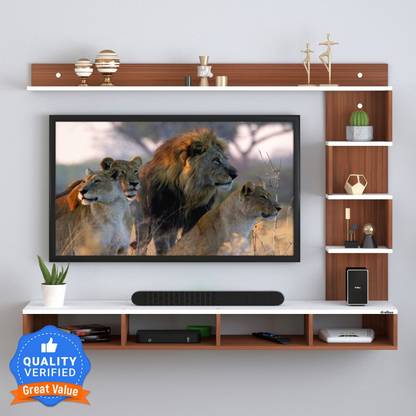 ANIKAA Laura Engineered Wood TV Entertainment Unit  (Finish Color – Walnut White, DIY(Do-It-Yourself))