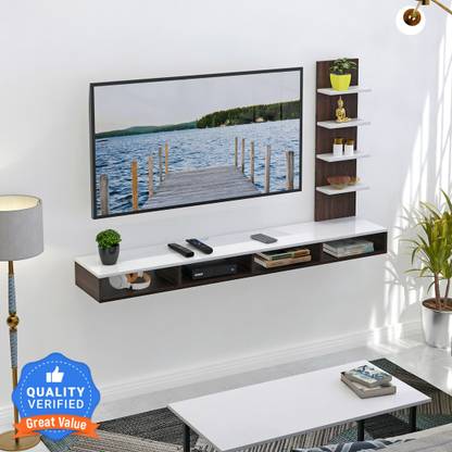 BLUEWUD Primax TV Unit with Storage Shelves for Decor Display Upto 50 Inches Engineered Wood TV Entertainment Unit