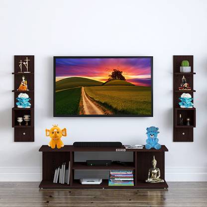 ERAWUD Wall Unit Tv Stand For Home Decoration Tv Wall Stand Setup Box Stand Engineered Wood TV Entertainment Unit