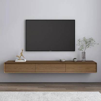 NG Decor Mid Century Floating Wood TV Stand in Walnut with 3 Drawers for TVs Up to 85" Engineered Wood TV Entertainment Unit