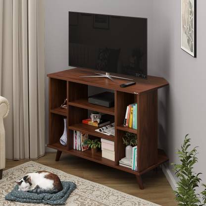 BLUEWUD Gautier TV Unit, Set Top Box Stand/TV Cabinet with Shelves for Books & Décor Engineered Wood TV Entertainment Unit