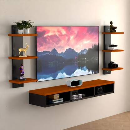 ShahQ TV Cabinet for Bedroom in 32 inch in Engineered Wood TV Entertainment Unit  (Finish Color - Black & Brown, DIY(Do-It-Yourself))