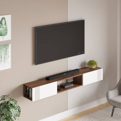 BLUEWUD Darien Wall Mount TV Unit With Storage Shelves for Books & Décor Upto 60 Inches Engineered Wood TV Entertainment Unit
