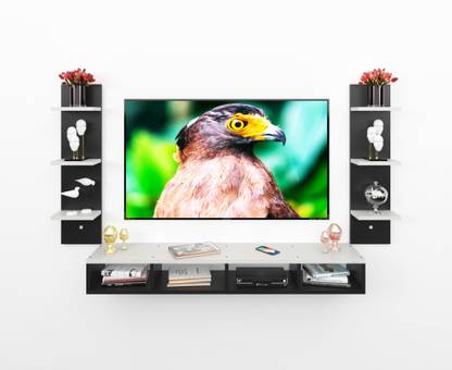 Product-Unique Double Side Wall Shelf Tv Unit Set Top Box Stand And Wall Shelf Display Rack Engineered Wood TV Entertainment Unit