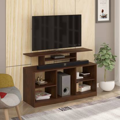 BLUEWUD Bevlyn Free Standing TV Unit Cabinet with Multiple storage shelves 50" Engineered Wood TV Entertainment Unit