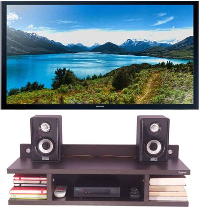 Captiver Tiny Wall Mounted Tv Unit Wooden Wenge (25X10X9.5) Inch/Entertainment Holder Wood Rack Organizer Showcase Stand Display Furniture set top box remote holder Engineered Wood TV Entertainment Unit