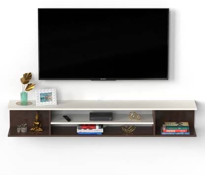 BLUEWUD Sanque TV Stand with Storage Shelves for Decor Display Upto 60 Inches Engineered Wood TV Entertainment Unit