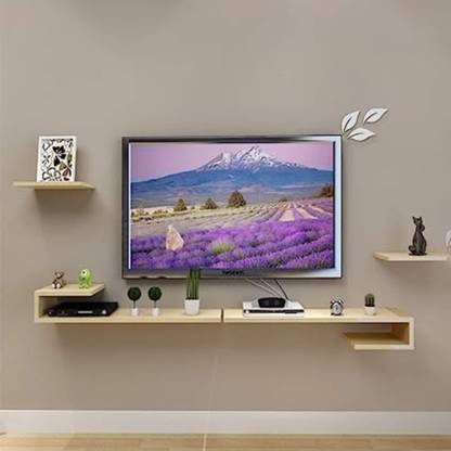 Home wood Wall-Mounted TV Rack Suspended TV Shelf Pine TV Stand Engineered Wood TV Entertainment Unit