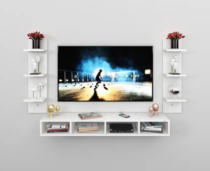 Product-Unique Double Side Wall Shelf Tv Unit Set Top Box Stand And Wall Shelf Display Rack Engineered Wood TV Entertainment Unit