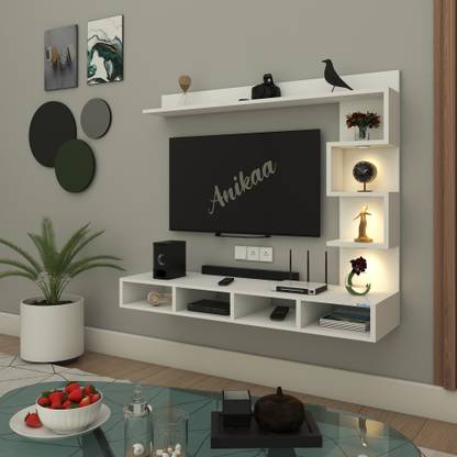 ANIKAA Lame LED Light TV Unit Engineered Wood TV Entertainment Unit