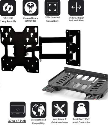 merugni MOVABLE TV WALL MOUNT(32 TO42 INCH ) AND SETUPBOX STAND COMBO Full Motion TV Mount