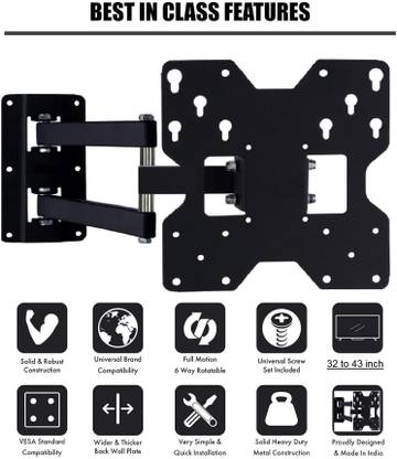 merugni UNIVERSAL TCL L4B (32/40/42 inch) Smart TV 6 WAY MOVABLE TV STAND Full Motion TV Mount