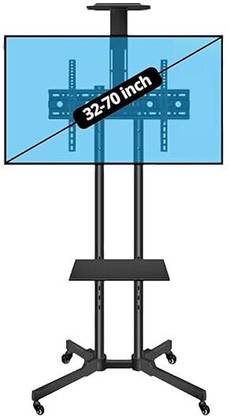 Robustt Adjustable Height Movable Metal TV Trolley Stand Mount with Wheels | Pack of 1 Full Motion TV Mount
