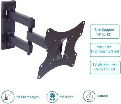 kriyanshi Dual Arm LCD Monitor Stand 180 degree rotation LED Wall Bracket Holder 4 MI LG Full Motion TV Mount