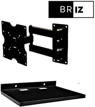 BRIZ Combo of Settop Box Shelf LED TV Moving Wallmount upto32 inch Rust Proof Full Motion TV Mount
