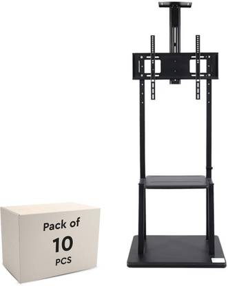 Robustt Adjustable Height Movable Metal TV Trolley Stand Mount with Wheels | Pack of 10 Full Motion TV Mount